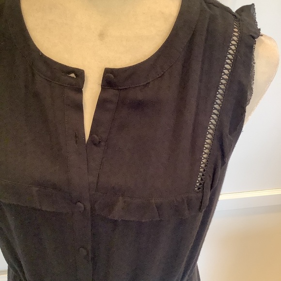 Rebecca Minkhoff Black Sleeveless Dress Size 8 Crochet Trim - Picture 3 of 12